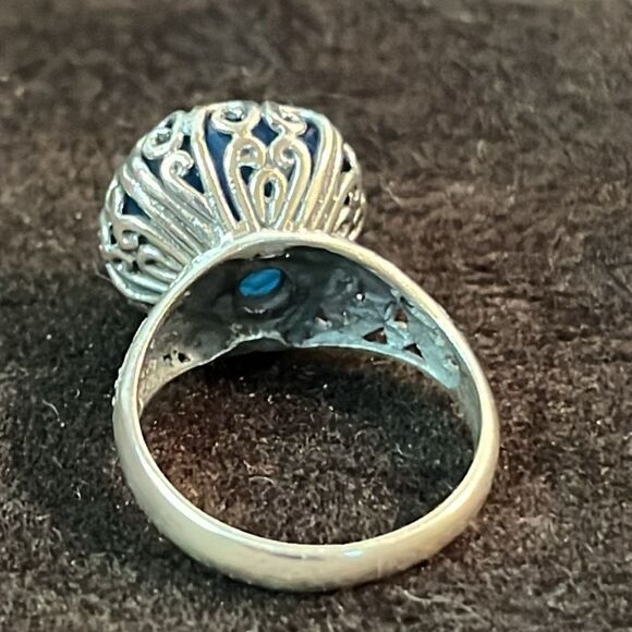 Solitaire Caribbean Quartz Sterling Silver Ring 6.25Ctw size 6 - Picture 8 of 12